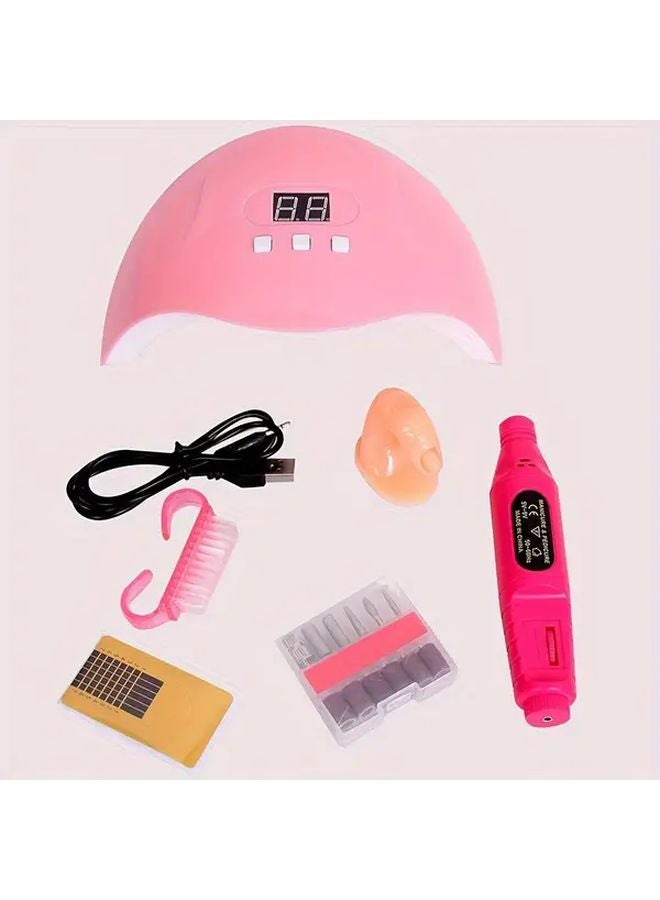 7 In 1 USB Nail Art Tool Set With Lamp For Women Manicure Pedicure Kit - Image 1